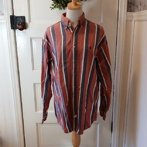 Ralph Lauren Red and Blue Striped Casual Shirt